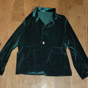Elegant Velvet Green Women's Jacket